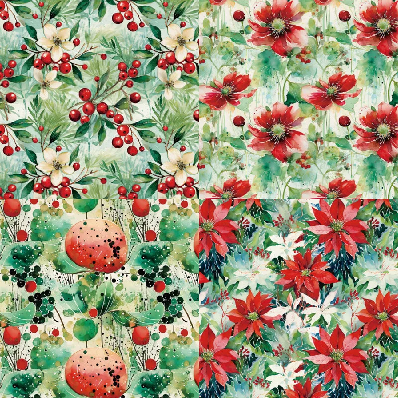 Poppy Crafts 6"x6" Christmas Collection Paper Pack #306 - Holly Christmas