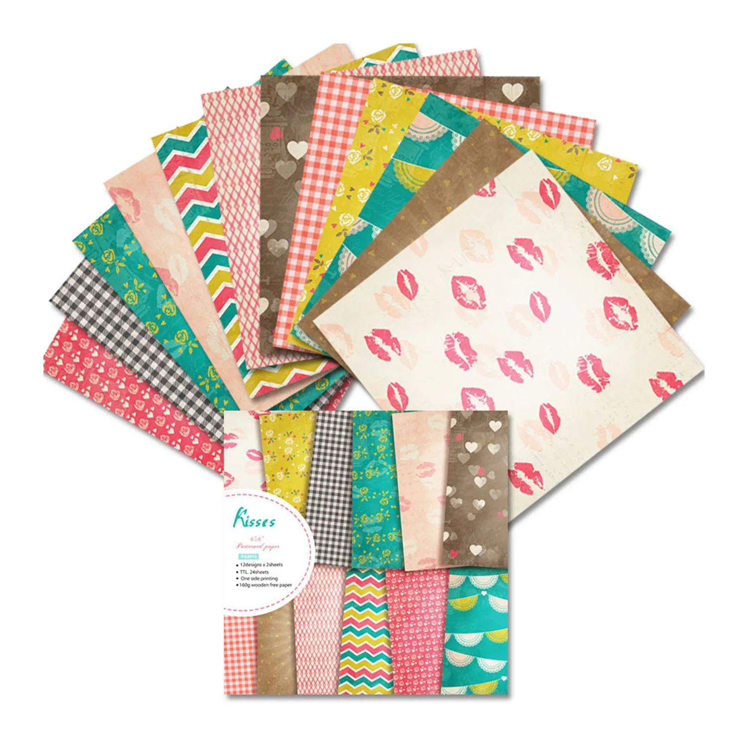 Poppy Crafts 6"x6" Paper Pack #100 - Kisses*