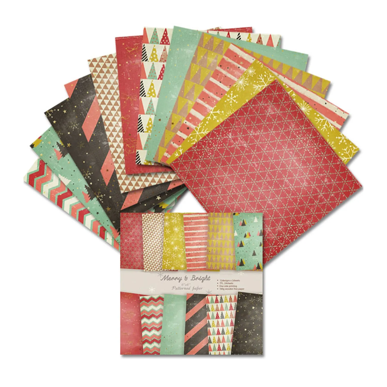 Poppy Crafts 6"x6" Paper Pack #102 - Merry & Bright