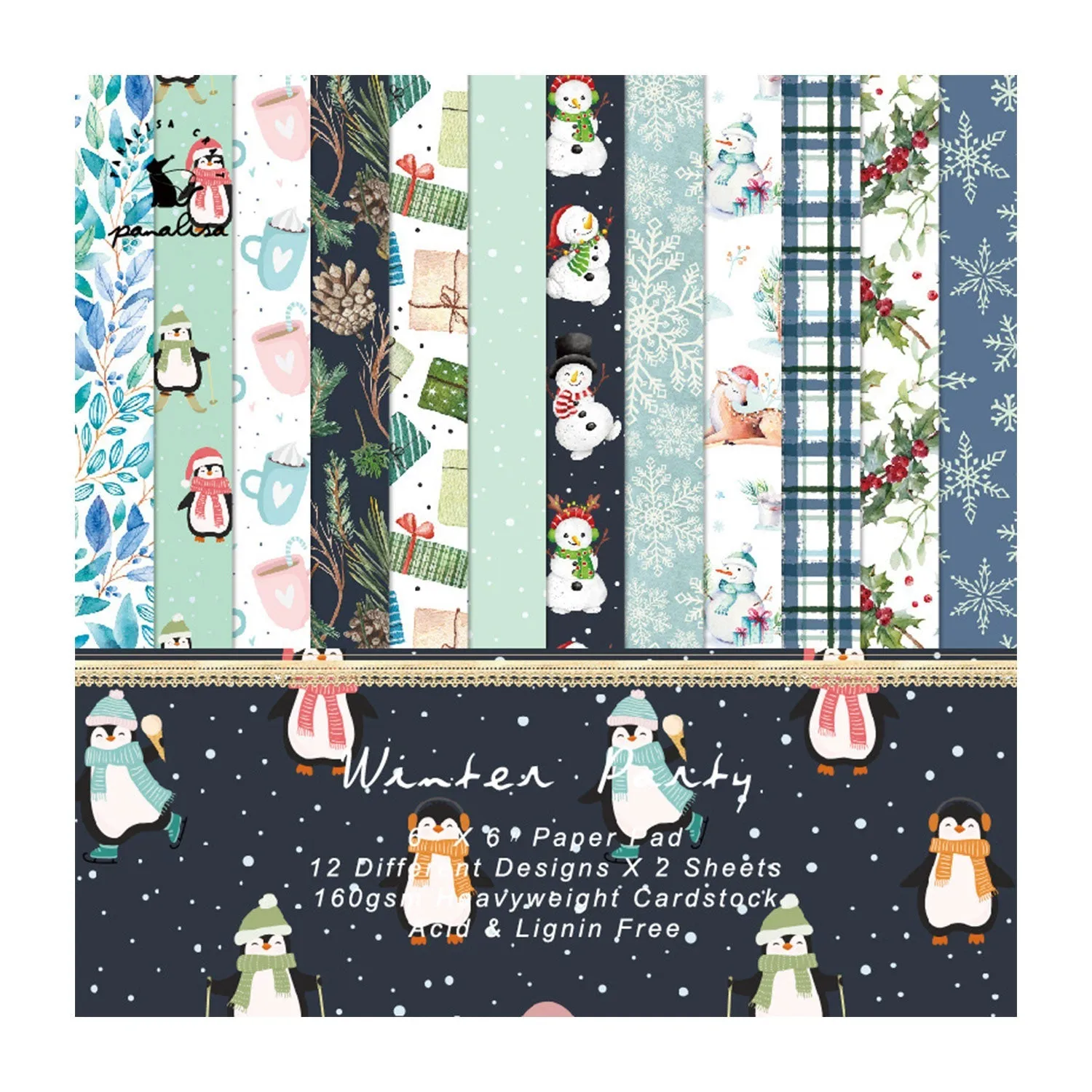 Poppy Crafts 6"x6" Paper Pack #218 - Winter Party