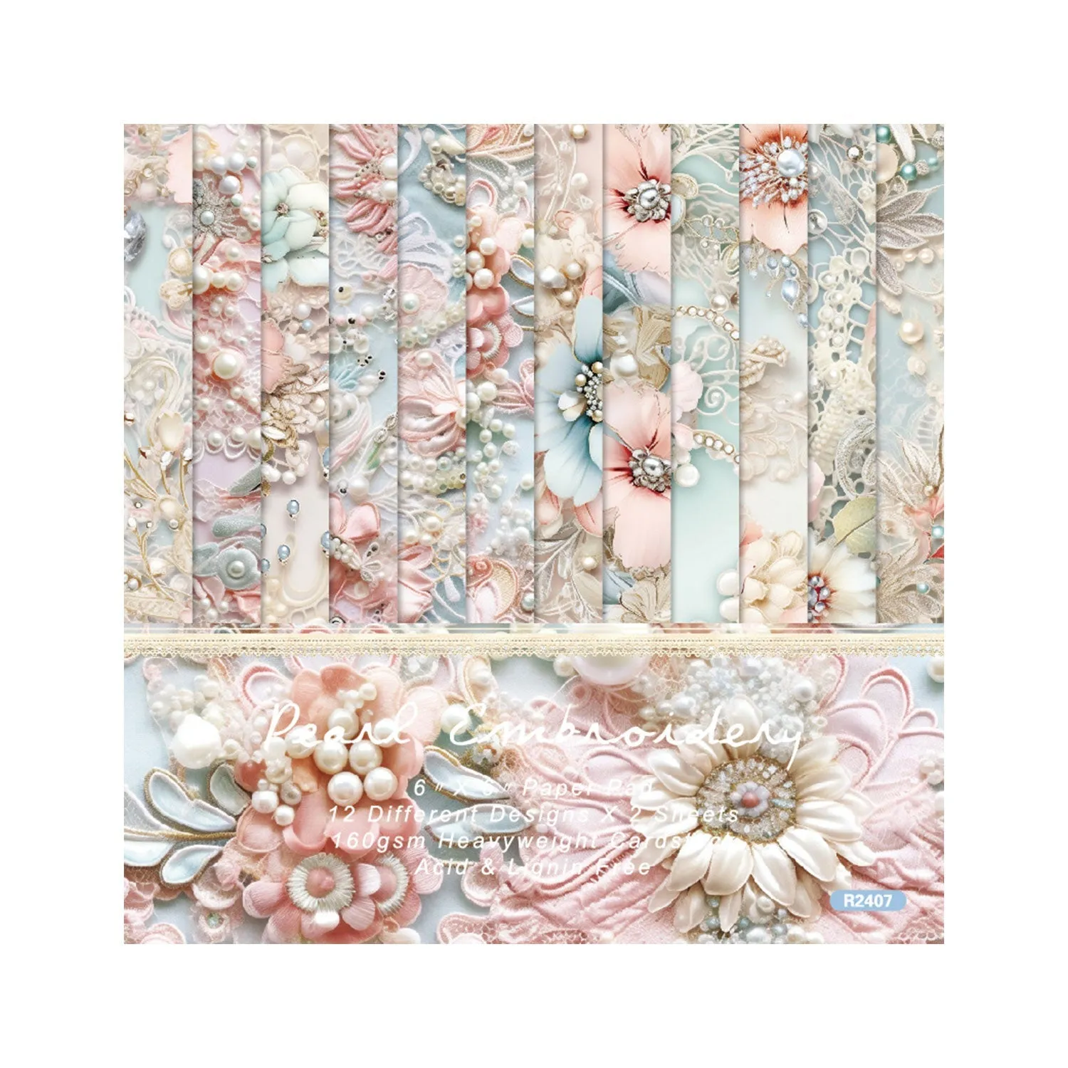 Poppy Crafts 6"x6" Paper Pack #277 - Pearl Embroidery