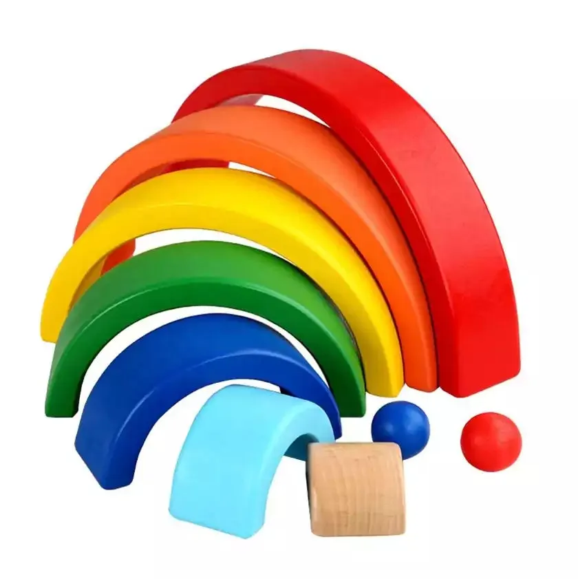 Rainbow Wooden Blocks Stacking