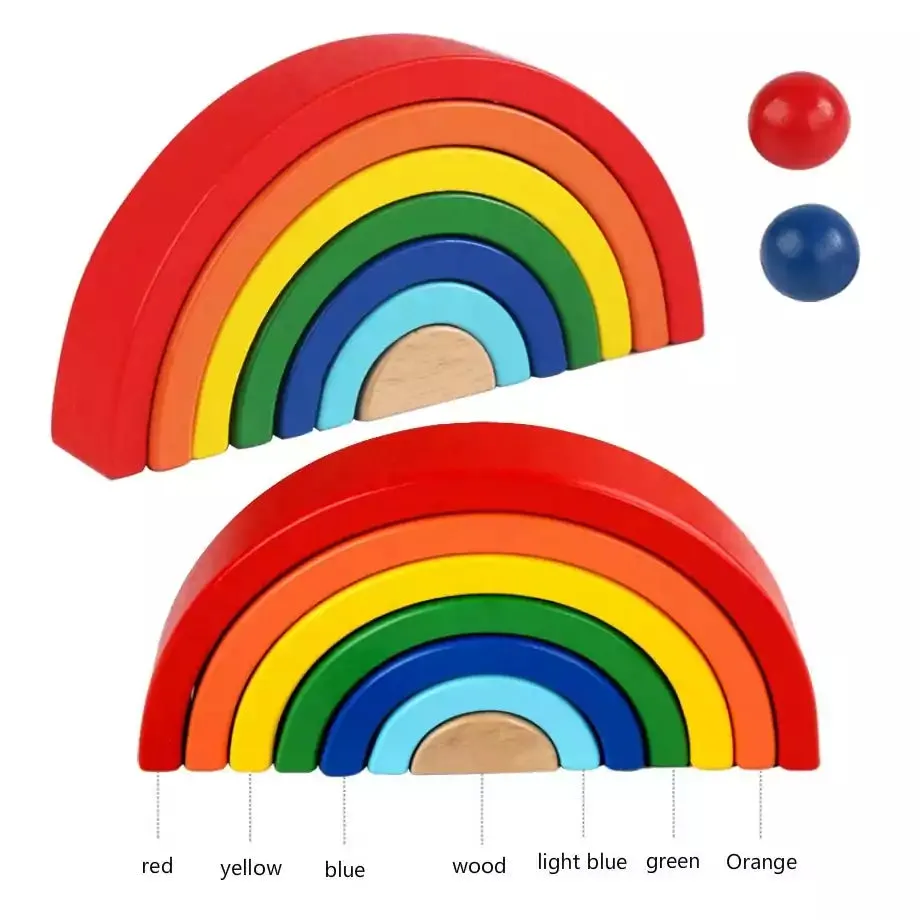 Rainbow Wooden Blocks Stacking