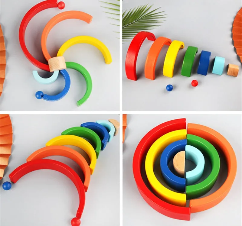 Rainbow Wooden Blocks Stacking
