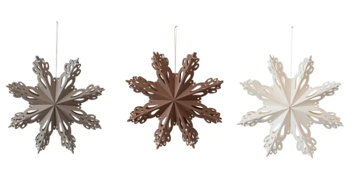 Recycled Paper Folding Snowflake Ornament, 3 Colors