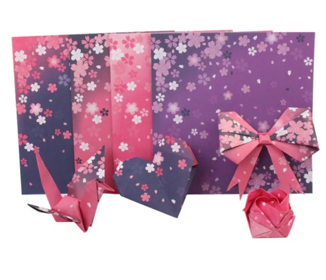 Red Purple Pink Origami Paper - Cherry Blossom Assorted Washi Paper for Scrapbook Yuzen Paper Chiyogami Paper Craft Art Folding DIY Project