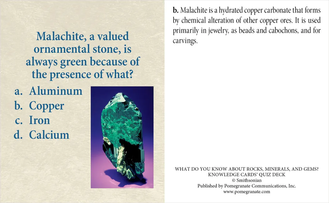 Rock Mineral and Gem Knowledge Cards