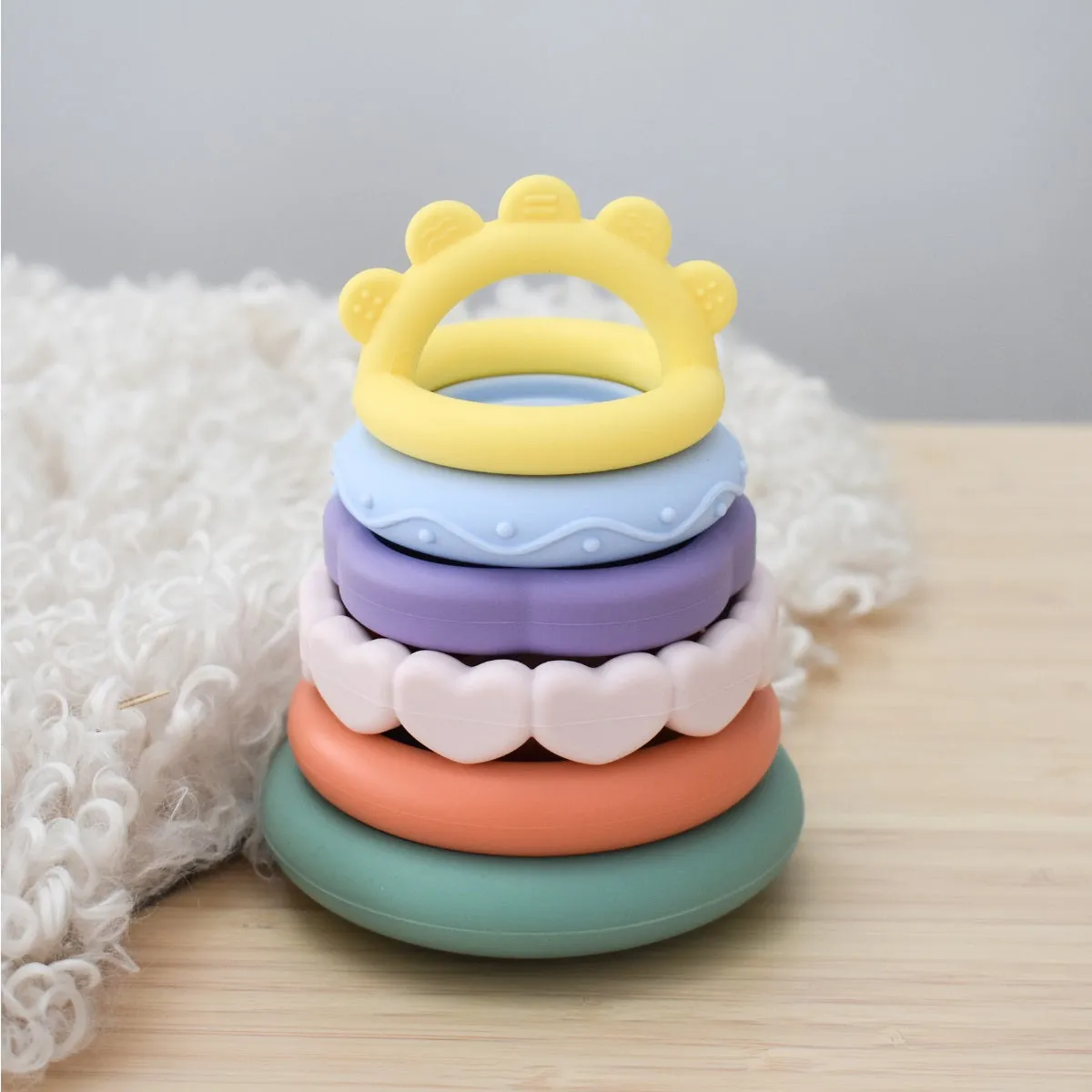 Silicone Sensory Rainbow Stacker Teether
