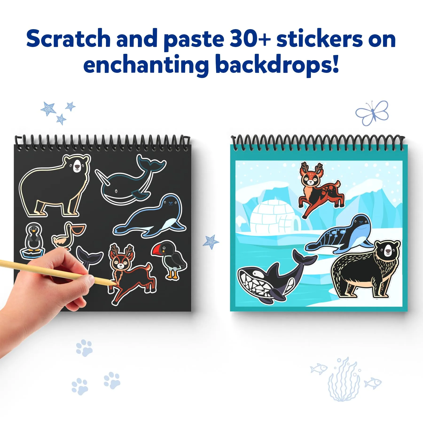 Skillmatics Paper Magical Scratch Art Book For Kids - Animals, Craft Kits & Supplies, Diy Activity & Stickers, Gifts For Toddlers, Girls & Boys Ages 3, 4, 5, 6, 7, 8, Travel Toys, Multicolor