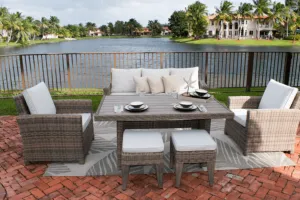 Spanish Wells 5 PC Seating Set w/tan cushions