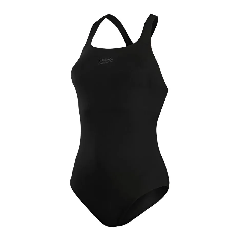 Speedo Womens Eco Endurance  Essential Kickback Swimsuit Black