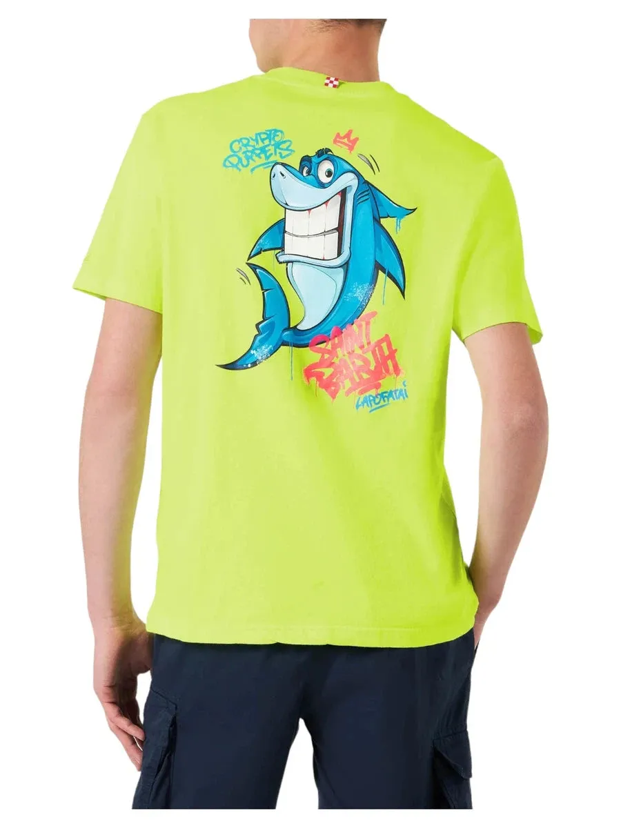 T-shirt Uomo Crypto Puppets® | Stampa Squalo Edizione Speciale Giallo Fluo