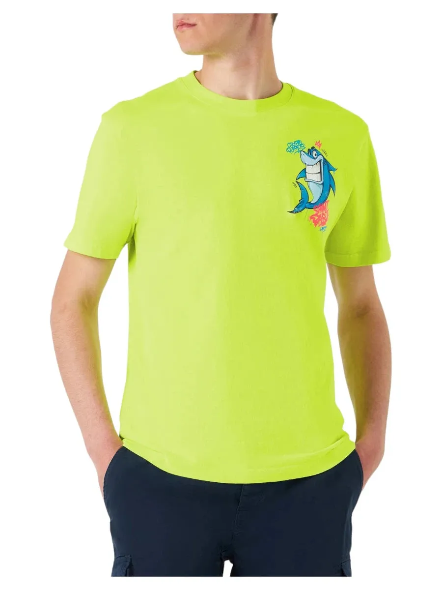 T-shirt Uomo Crypto Puppets® | Stampa Squalo Edizione Speciale Giallo Fluo