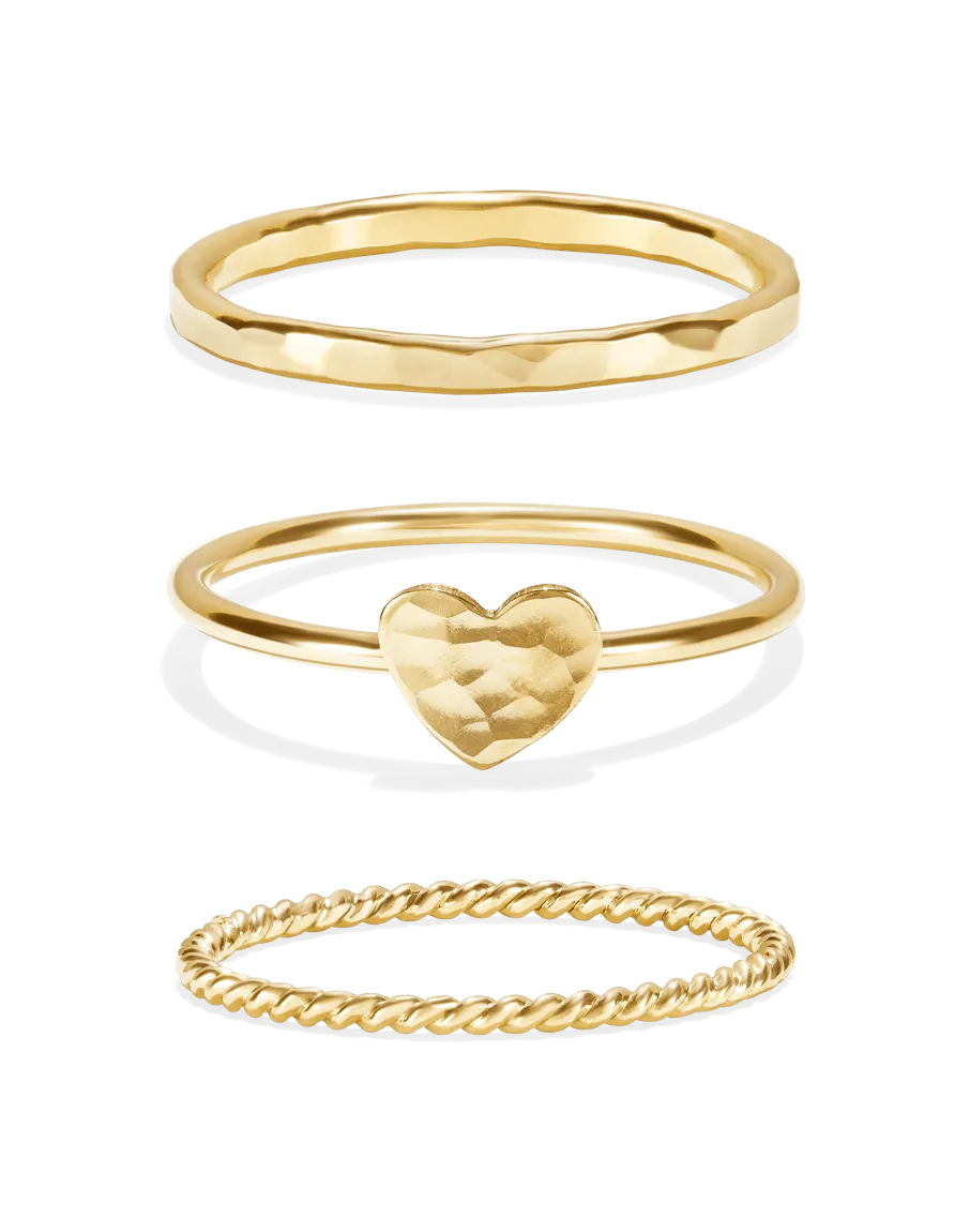 Tiny Heart Stacking Ring Set