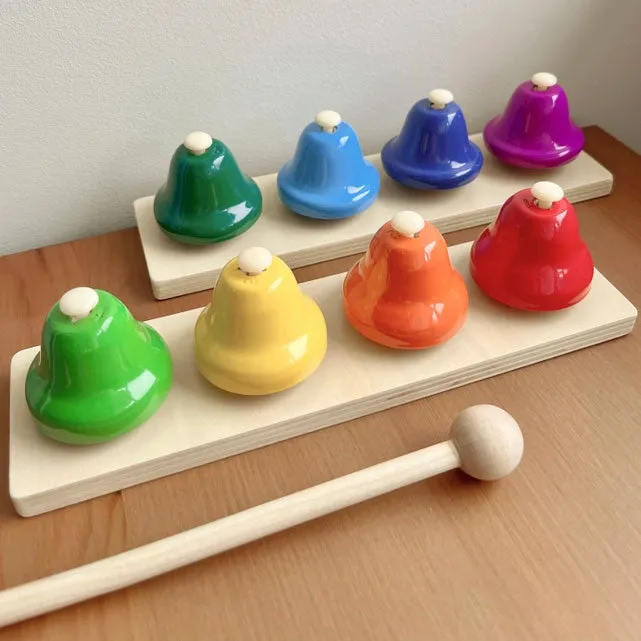 Wooden Desk Bells Set - 8 Notes Diatonic Hand Bells