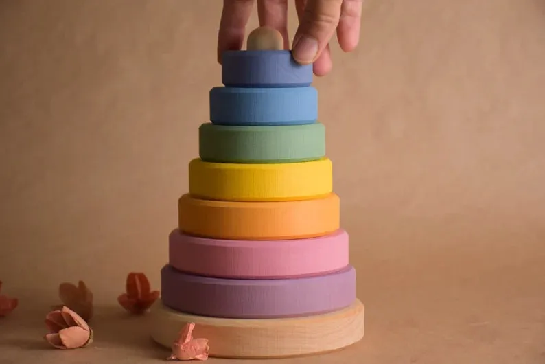 Wooden Ring Stacker - Pastel